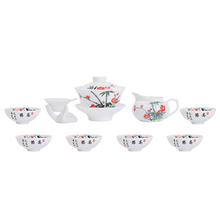 云火窑陶瓷功夫茶具毛瓷芙蓉盖碗品茗杯茶杯商务办公茶室高档礼品