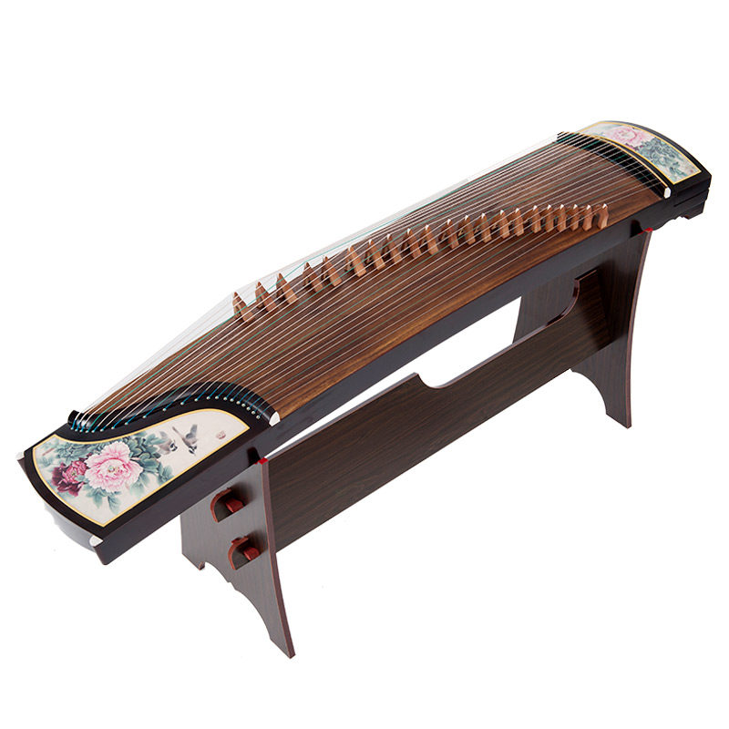 民族弹拨乐器实木儿童成人演奏古筝花团锦簇挖嵌工艺考级泡桐木面