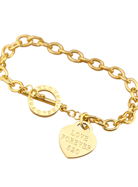 幸运爱心网红手链女玫瑰金不掉色