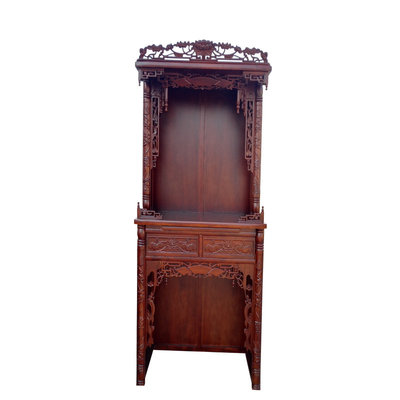 仿古老榆木财神土地观音佛龛