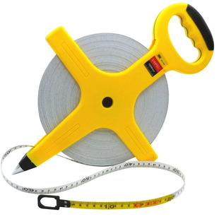 新品30m50M100米进口纤维防水绝缘皮带尺插地手摇卷尺定做收方尺