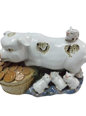 陶瓷招财猪石湾公仔金银工艺品