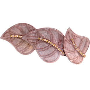 气质简约中号弹簧发夹 水钻顶夹发卡树叶夹子头饰优雅后脑勺横夹