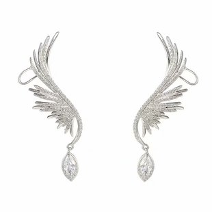欧美奢华大气天使之翼耳环925银针耳钉耳骨夹潮个性天使翅膀耳饰