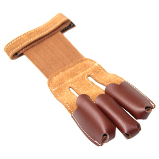 三指地中海牛皮护指反曲弓手套传统美式竞技光弓户外器材耐磨射箭