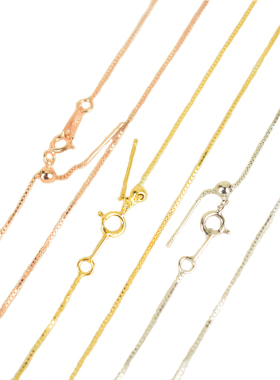 diy项链925银白金盒子链