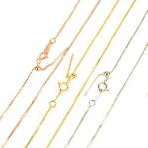 925银盒子链简约项链女锁骨链DIY穿珠链wan能链针式白金18k金手链