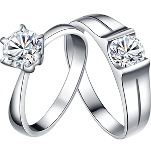 美国莫桑石 情侣戒指对戒婚戒男女仿真钻石戒指珠宝 带证书22002