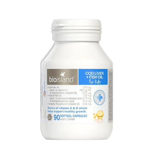 澳洲Bio Island百澳郎德婴幼儿童宝宝鱼肝油 鳕鱼肝+鱼油90粒VAVE