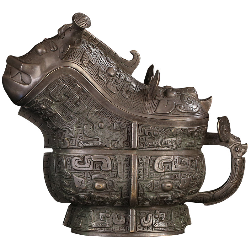 兽面纹仿古风青铜器招财客厅摆件