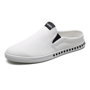 包头半拖鞋夏天男鞋子无后跟外穿青少年网面46大码一脚蹬男生布鞋