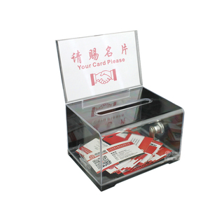 透明商务请赐名片盒展会定制logo名片架子摆台桌面收纳盒大容量塑料名片架座带锁名片夹便携式男商务卡片盒