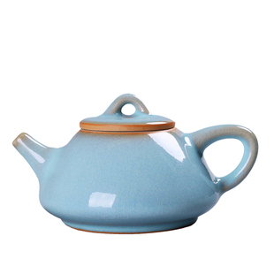 汝窑茶壶单壶开片功夫茶具陶瓷泡茶器手工汝瓷家用单泡壶大号正品