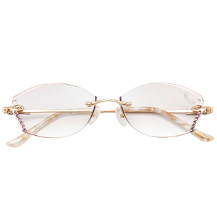 魅影轻盈时尚纯钛无框钻石切边近视眼镜女 可定制老花渐进片M8311