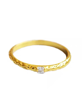 欧美风手工凹凸纹理闪钻金色戒指