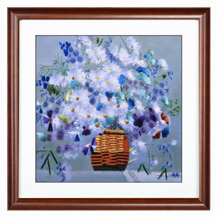 苏绣刺绣成品机绣刺绣静物插花客厅玄关挂画花瓶卧室书房装饰礼品