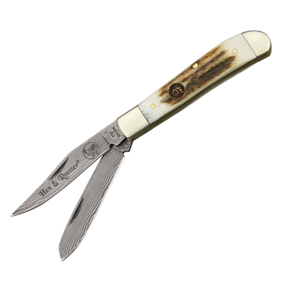 德国 HR 手工 户外口袋工具 鹿角手柄Trapper 大马钢 狩猎者