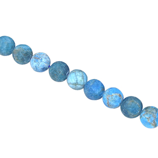 天然蓝磷灰石散珠磨砂圆珠半成品DIY手工串珠手链项链饰品配件