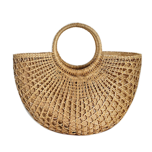 草编包沙滩包 2024夏季手提编织包 ins爆款韩国度假风镂空半月包