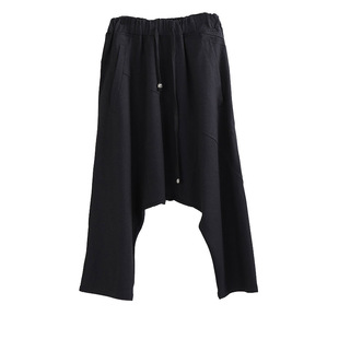 原创设计师男装九分低裆垮裤大裆裤宽松哈伦裤春秋飞鼠裤男潮5cm