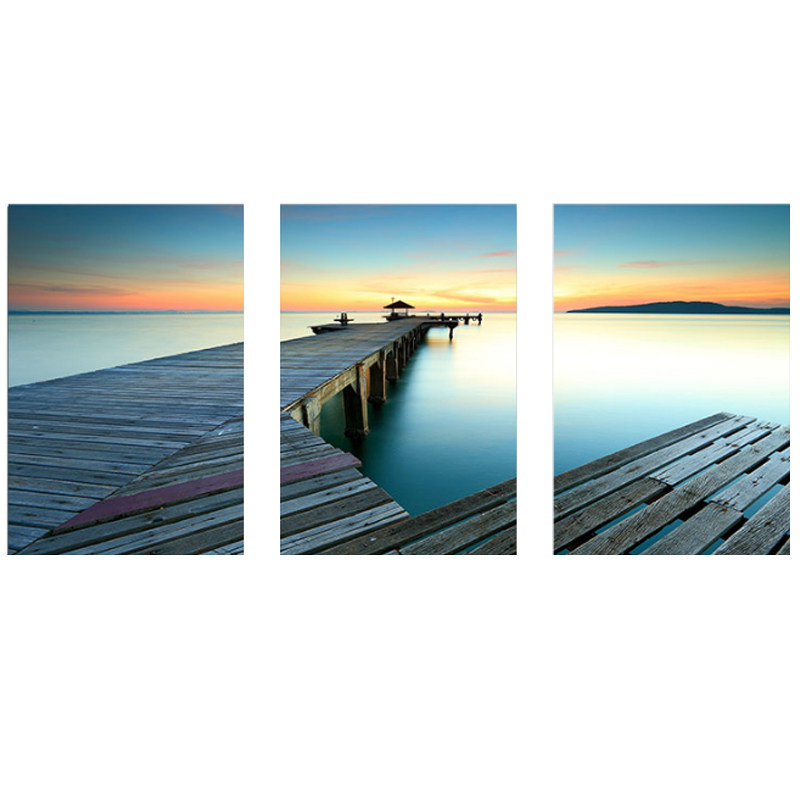 客厅装饰画沙发背景墙山水风景壁画现代简约三联画北欧餐厅画挂画