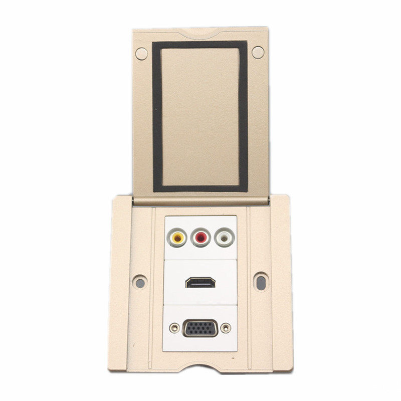 86型地插座全铜防水 HDMI音视频VGA直插对接式多媒体地板地面插座