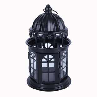 包邮简约欧式复古铁艺风灯白色城堡蜡烛台田园装饰灯婚庆结婚摆件