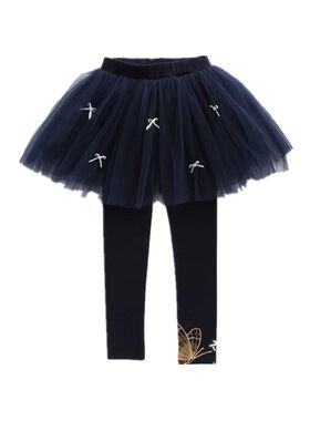 纯美公主款带碎花金边蝴蝶结裙裤