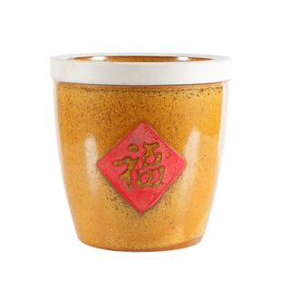 创意福字缸陶瓷小罐调料缸辣椒油罐酱醋盐罐储物摆件酒水缸茶叶罐