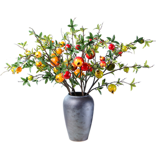 仿真浆果秋实果实发财果红果子树枝冬青果中式石榴果花艺客厅假花
