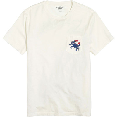 J.crew经典螃蟹印花复古口袋纯棉圆领休闲修身短袖T恤体恤Jcrew