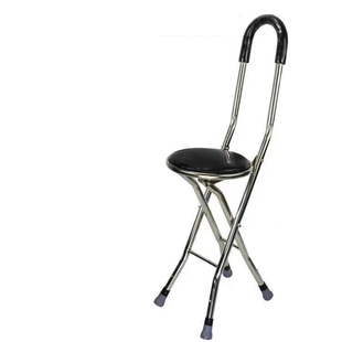 老人轻便手杖凳子可坐四脚拐棍折叠四角带凳老年人拐扙椅防滑拐杖