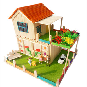 雪糕棒木片儿童手工制作模型小屋材料包幼儿园diy创意益智小礼物