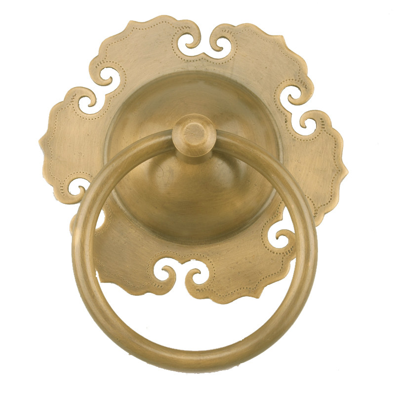 中式仿古橱柜拉手明清家具铜配件纯铜圆形书柜衣柜门窗柜门铜把手