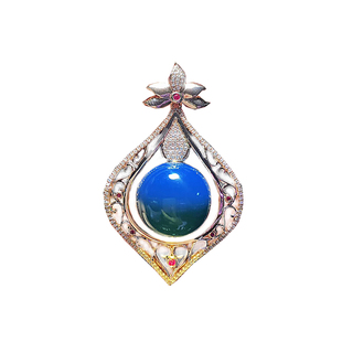 2019新品多米尼加净水无暇蓝珀项链925玫瑰金天然琥珀蜜蜡吊坠女