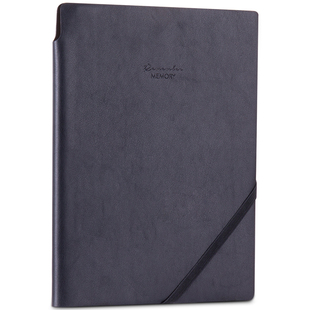 得力文具22215笔记本商务25K记事本插笔PU皮面日记本带绳复古商务会议记录工作手册皮面本笔插斜绑带记录本