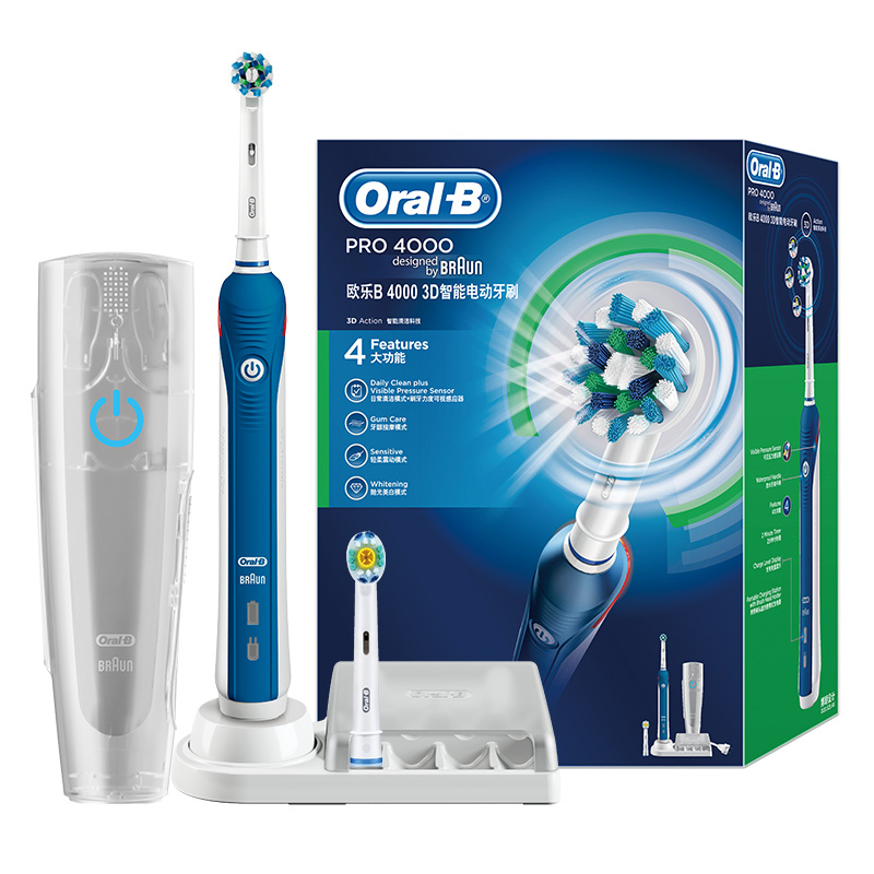 博郎欧乐比电动牙刷oral-b充电式博朗旋转pro4000欧乐b成人oralb