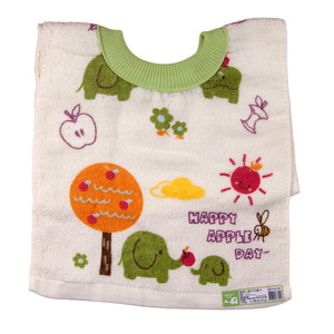 《現貨》进口大象宝宝毛巾围兜小孩吃饭围嘴儿童饭兜大号纯棉罩衣