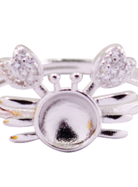 diy纯银时尚风横财戒指空托