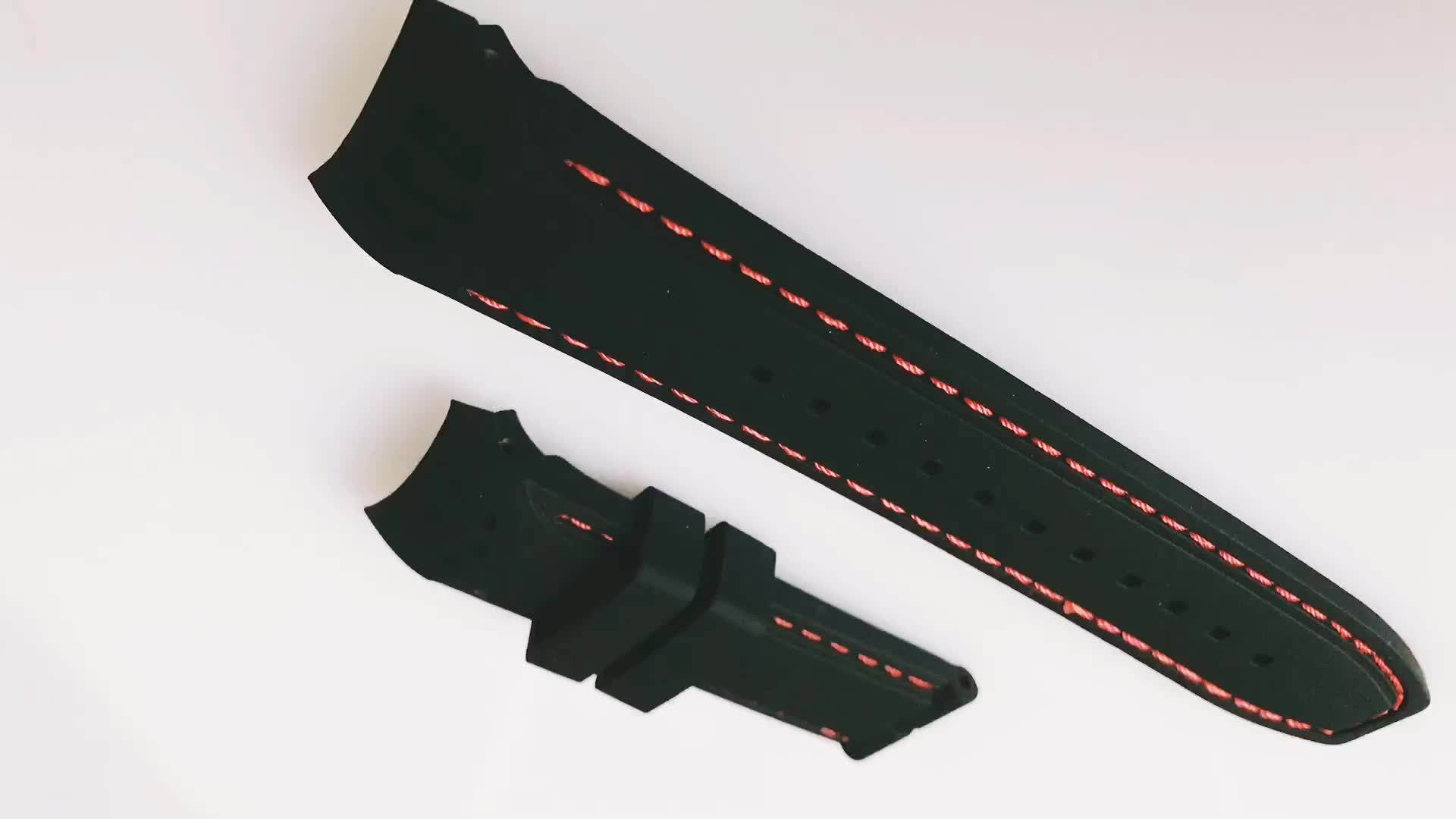 24mm Luxury Curved End Men Silicone Rubber Wrist Watch Band Strap Buy