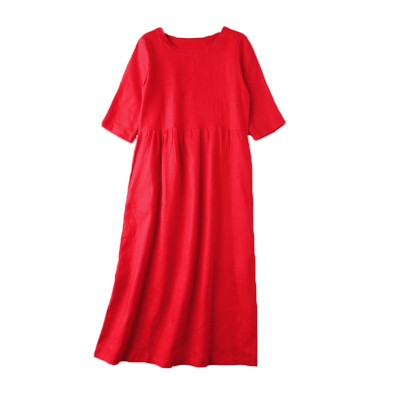 文艺范旅行夏季新款亚麻连衣裙