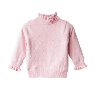 秋冬新款童装女童加绒毛衣套头儿童圆领加厚针织打底宝宝纯棉线衫