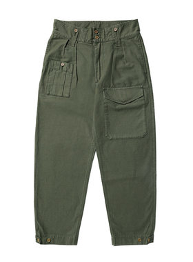 红风复古高腰甲板工装裤宽松