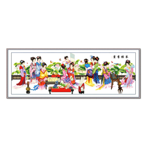 纯手工十字绣成品琴棋书画荷花版