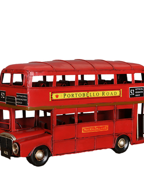 怀旧铁皮英国伦敦巴士汽车模型