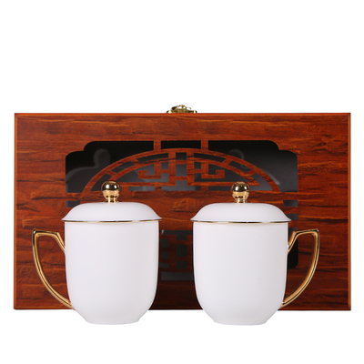 凝脂白瓷定制商务风送领导茶杯