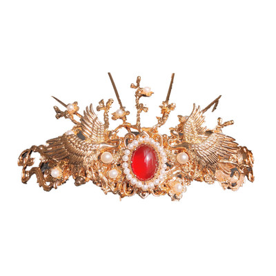 蜀梦阁原创汉服古风红玛瑙龙母凤