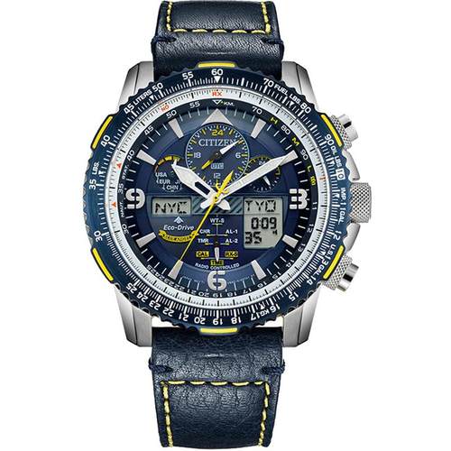 西铁城手表官方正品蓝天使二代防水皮带多局电波男表JY8078-01L