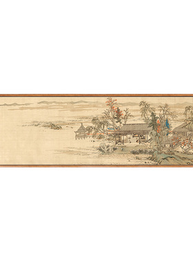 《鹤听琴图》新中式茶室山水画
