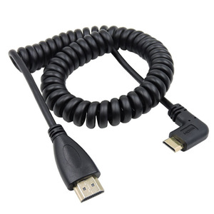 XY迷你mini HDMI转HDMI 90度左弯头 弹簧线高清线
